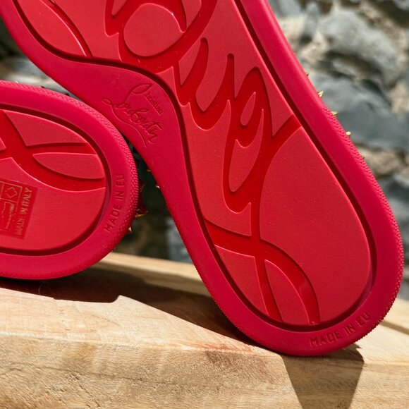 Christian Louboutin Red Suede Pik Boat Spike Slip-on Sneakers - Picture 6 of 10